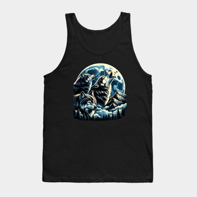 Three Wolves howling at the moon - Moonlight Tank Top by SergioCoelho_Arts